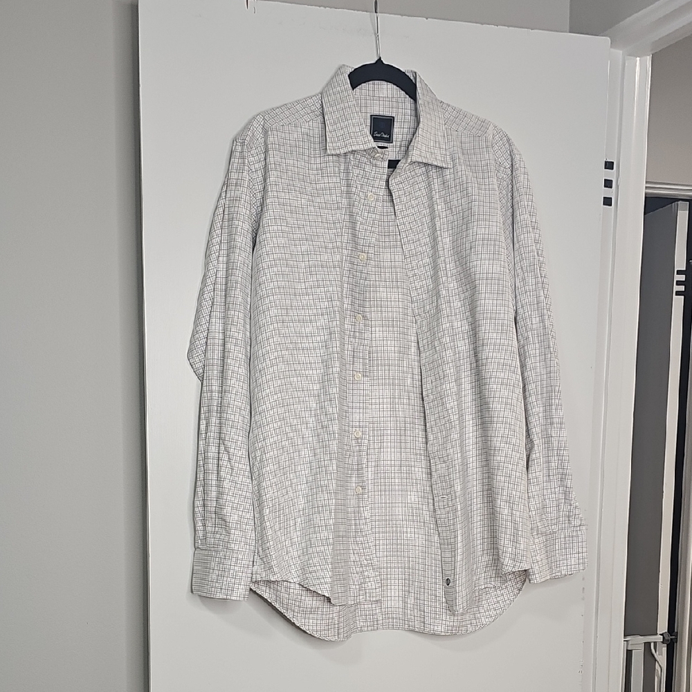 David Donahue Light Gray Checkered Shirt